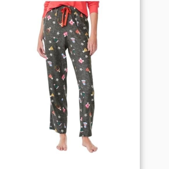 Joyspun Womens Pajama Pants 3X Holiday Hat Print Gray Soft & Cozy - Picture 2 of 8